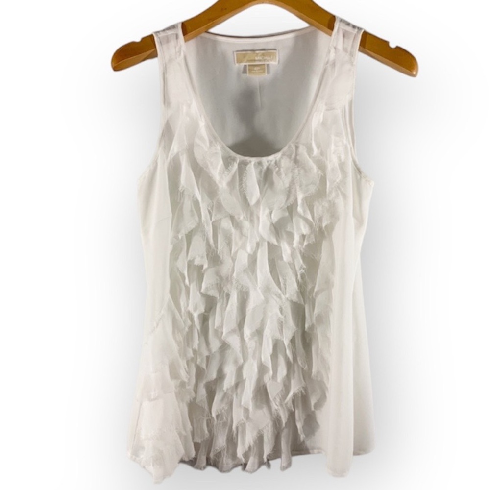 MICHAEL KORS Ruffle Front Sleeveless Blouse 4P Petite ✨